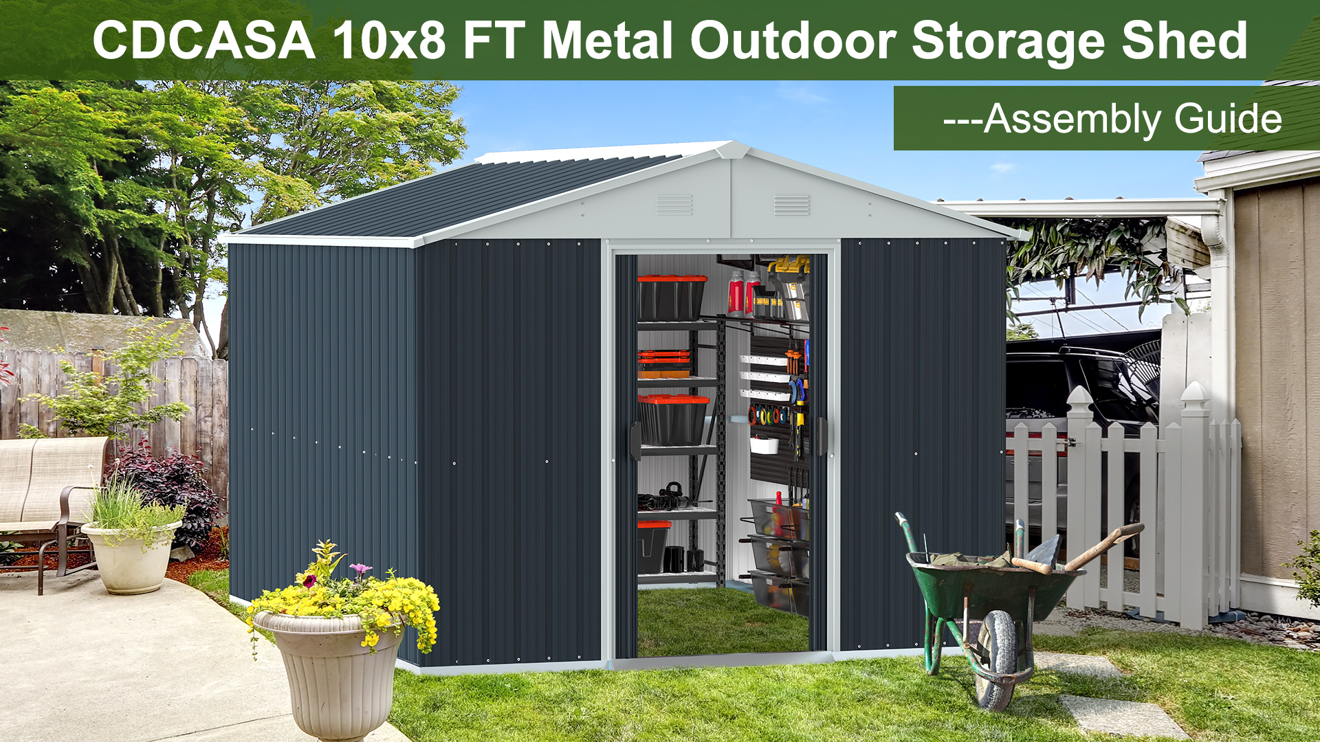Watch CDCASA 10x8 FT Metal Outdoor Storage Shed---Assembly Guide